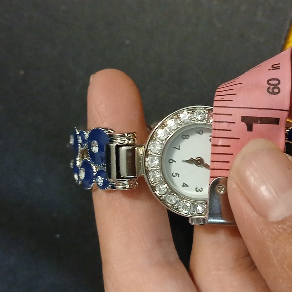 Quartz movement blue blinged out cuff watch - Picture 10 of 11